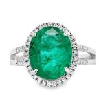 Ring Platina - 4.91ct. tw. Smaragd - Diamant, Nieuw