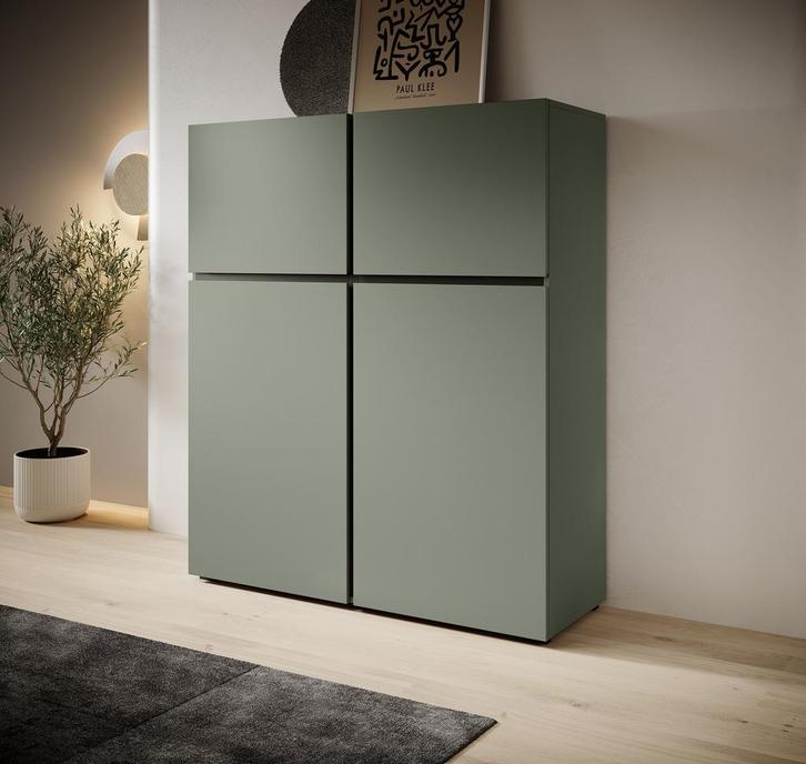 Meubella Dressoir Cainan groen zwart 119cm, Huis en Inrichting, Kasten | Dressoirs, 25 tot 50 cm, Nieuw, 100 tot 150 cm, Verzenden