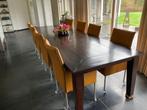 Set van 8 leren eetkamerstoelen - met wieltjes en hoge rug -, Huis en Inrichting, Stoelen, Ophalen of Verzenden, Nieuw, Leer, Modern