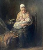 Albert Neuhuys 1844-1914 atr - Moeder met baby, Antiquités & Art, Art | Peinture | Classique