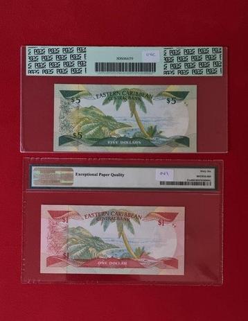États des Caraïbes orientales. - 1 and 5 Dollars ND