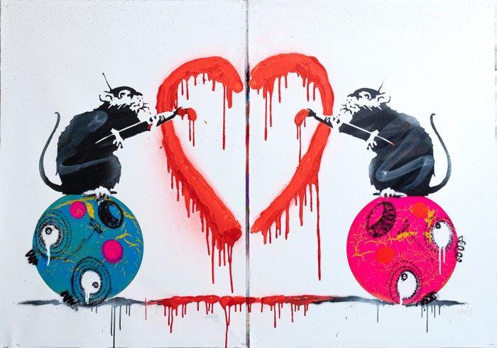 Utopia - Love rat with Blue Bubble - A, Antiquités & Art, Art | Objets design