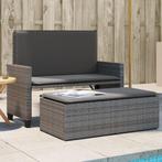 vidaXL Tuinbank met kussens en voetenbank poly rattan grijs, Tuin en Terras, Verzenden, Nieuw