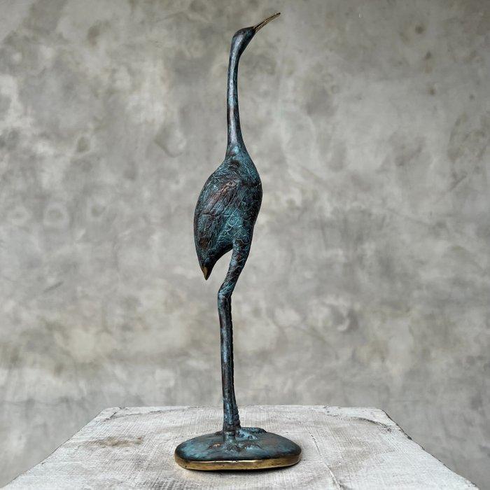sculptuur, NO RESERVE PRICE - Patinated Crane Bird Sculpture, Antiek en Kunst, Kunst | Designobjecten