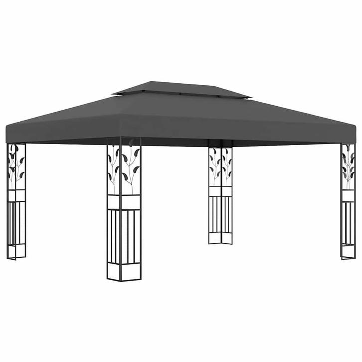 vidaXL Prieel met dubbel dak 3x4 m antraciet, Tuin en Terras, Partytenten, Nieuw, Verzenden
