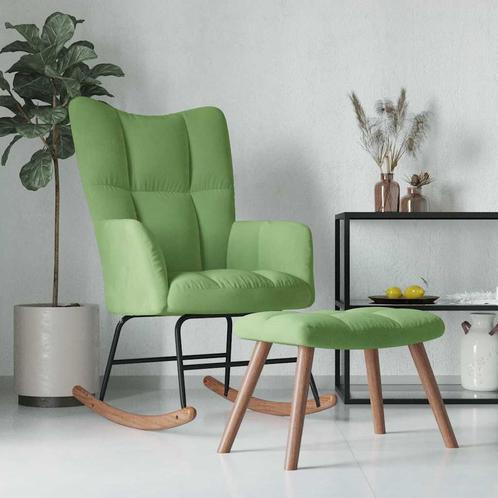 vidaXL Schommelstoel met voetenbank fluweel lichtgroen, Huis en Inrichting, Stoelen, Nieuw, Verzenden