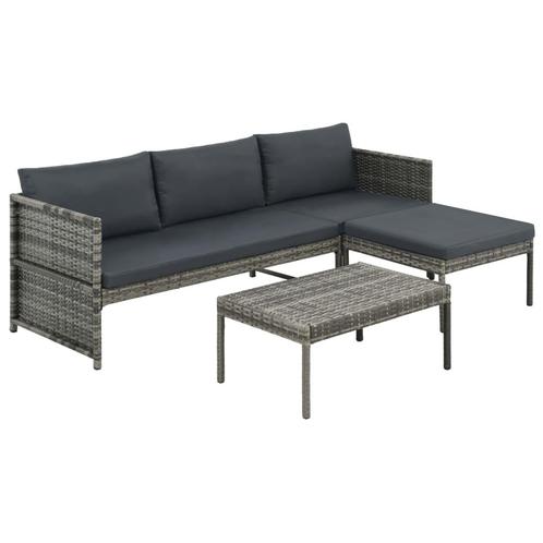 vidaXL Salon de jardin 3 pcs avec coussins Résine, Tuin en Terras, Tuinsets en Loungesets, Verzenden