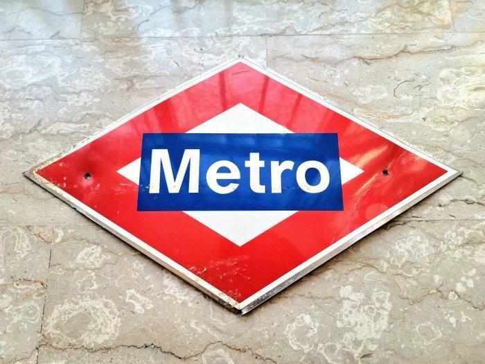 Metro van Madrid - Verkeersbord - Metaal, Hobby en Vrije tijd, Modeltreinen | Overige schalen