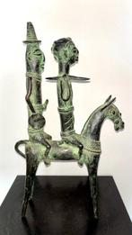 sculptuur, Cavalier à cheval avec sa monture - 41 cm - Brons, Antiquités & Art