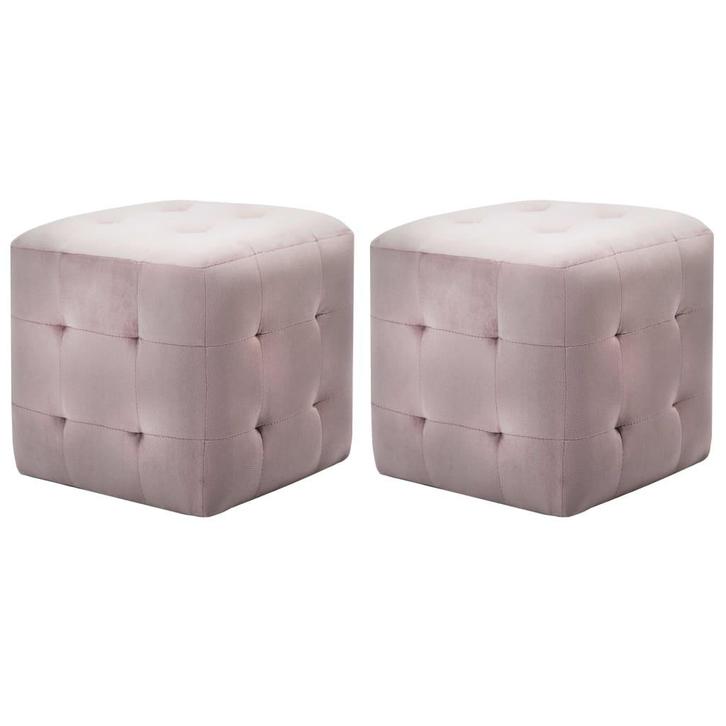 vidaXL Poef 2 st 30x30x30 cm fluweel roze, Huis en Inrichting, Zetels | Voetbanken en poefs, Nieuw, Verzenden