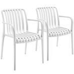 tectake Tuinstoelen Alcudia, weerbestendig, stapelbaar - wit, Tuin en Terras, Verzenden, Nieuw