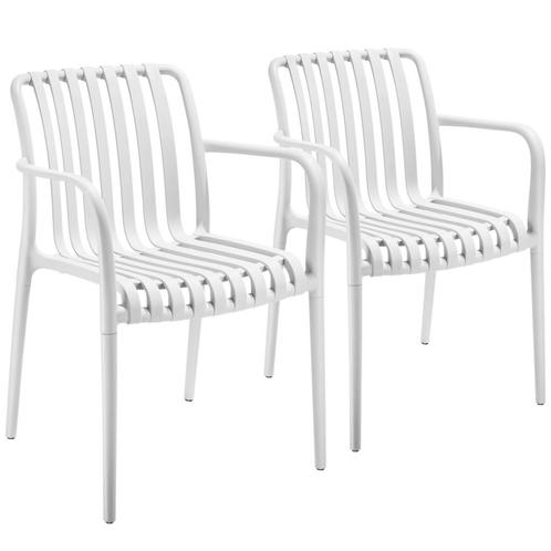 tectake Tuinstoelen Alcudia, weerbestendig, stapelbaar - wit, Tuin en Terras, Overige Tuin en Terras, Verzenden