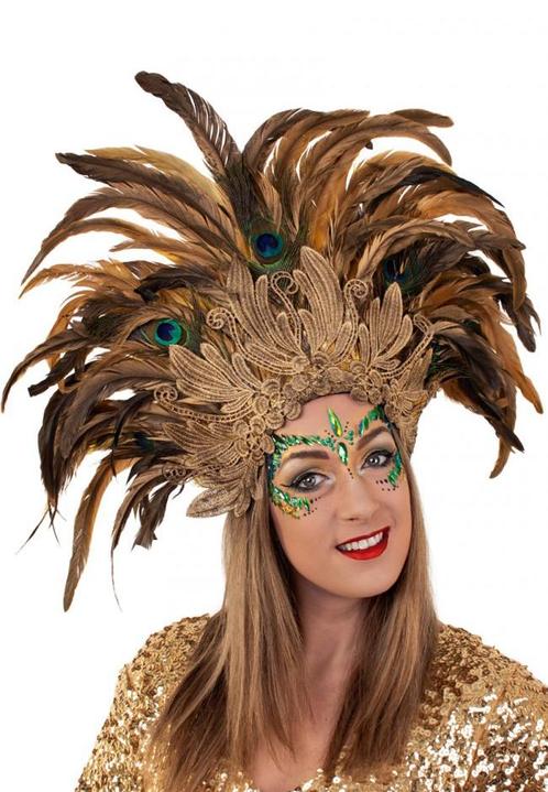 Grote Verentooi Bruin Pauwenveren Burlesque Hoofdtooi Carnav, Kleding | Dames, Carnavalskleding en Feestkleding, Nieuw, Ophalen of Verzenden