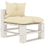 vidaXL Tuinmiddenbank met crèmekleurige kussens pallet hout, Tuin en Terras, Verzenden, Nieuw