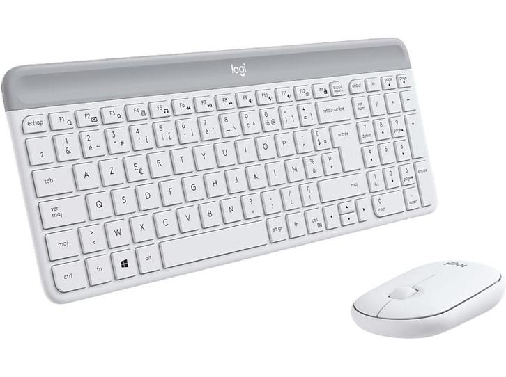 Logitech - Draadloos toetsenbord + muis - Azerty - Wit, Computers en Software, Toetsenborden, Draadloos, Azerty, Nieuw, Verzenden