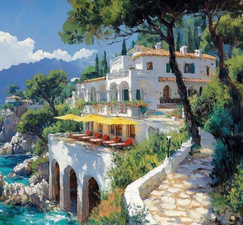 Irina Collins - Sea Villa XL · NO Reserve, Antiek en Kunst, Kunst | Schilderijen | Modern