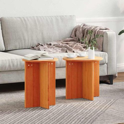 vidaXL Salontafel 2 pcs Wasbruin 41.5 x 41.5 x 41 cm, Huis en Inrichting, Tafels | Salontafels, Nieuw, Verzenden