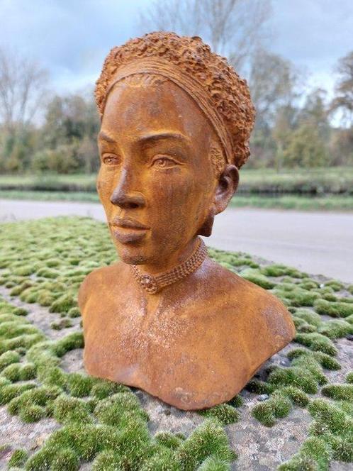 Beeld, statue African lady Colonial - 24 cm - Gietijzer, Antiquités & Art, Curiosités & Brocante