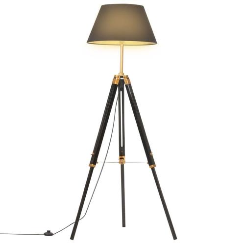 vidaXL Vloerlamp driepoot 141 cm massief teakhout zwart en, Maison & Meubles, Lampes | Autre, Envoi