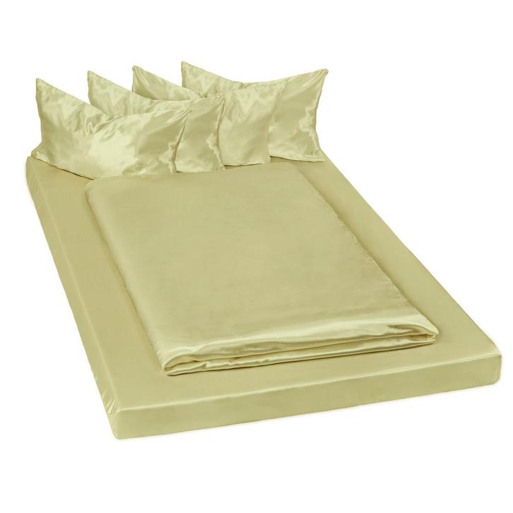 tectake Beddengoedset 6 delig, 150 x 200 cm, zijdeglans - gr, Huis en Inrichting, Slaapkamer | Bedden, Verzenden