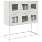 vidaXL Dressoir 100,5x39x107 cm koudgewalst staal wit, Maison & Meubles, Verzenden