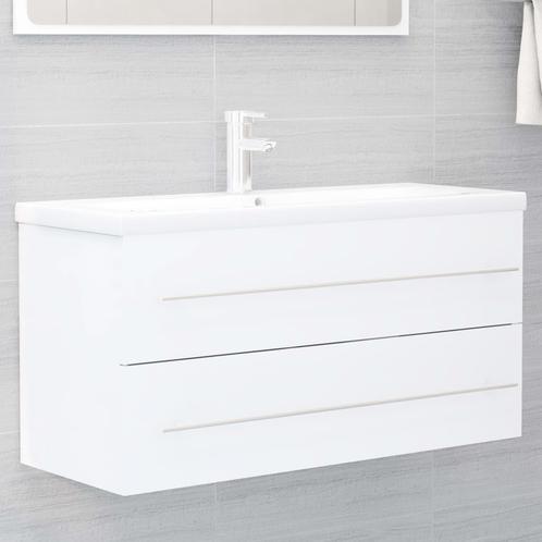 vidaXL 804719  Wastafelkast 100x38,5x48 cm bewerkt hout wit, Huis en Inrichting, Badkamer | Badkamermeubels, Nieuw, Verzenden
