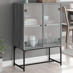 vidaXL Bijzetkast met glazen deuren 69x37x100 cm grijs, Huis en Inrichting, Kasten | Dressoirs, Verzenden, Nieuw