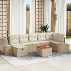vidaXL Tuinbank Set met kussen met opslag 8 pcs Beige Poly, Verzenden, Nieuw
