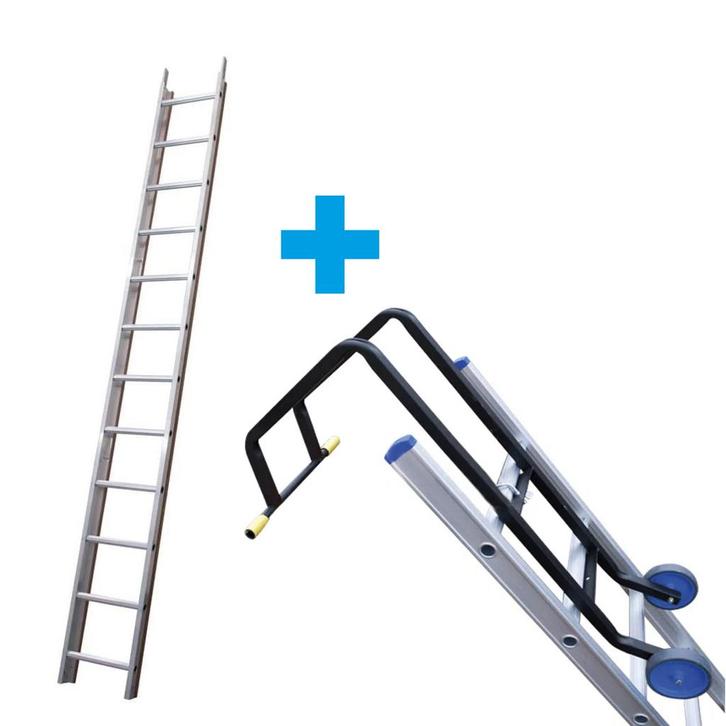 Solide Dakladder 4, 5 en 6 meter, compleet, Doe-het-zelf en Bouw, Ladders en Trappen, Verzenden