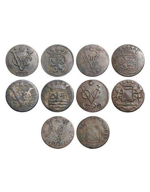 Nederlands-Indië. Mixed lot of VOC Duit 1751-1791 Holland,, Postzegels en Munten, Munten | Nederland