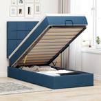 vidaXL Bed poef met matras en LEDs 90x200 cm stof blauw, Verzenden, Nieuw