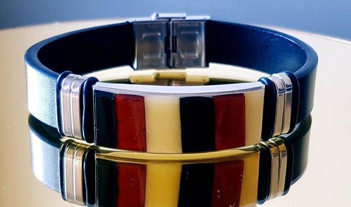 Amber Lederen armband met Baltisch amber - Vrouwen mannen, Antiek en Kunst, Curiosa en Brocante