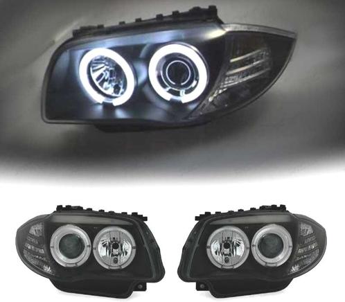 PHARES BMW SÉRIE 1 E87 E82 E88 ANGEL EYES FOND NOIR, Auto-onderdelen, Verlichting, Verzenden