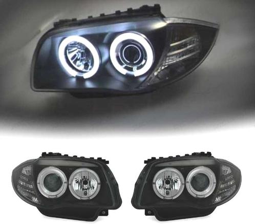 PHARES POUR BMW SÉRIE 1 E87 E82 E88 ANGEL EYES FOND NOIR, Autos : Pièces & Accessoires, Éclairage, Envoi