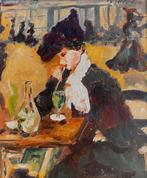 Anke Brokstra (1940-2021) - Vrouw in café, geïnspireerd door, Antiquités & Art