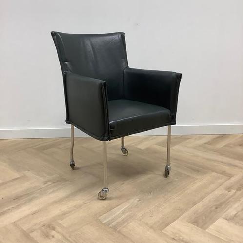 Tweedehands verrijdbare leder vergaderstoel / fauteuil,, Huis en Inrichting, Stoelen, Gebruikt, Eén