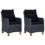 vidaXL Tuinstoelen 2 st met kussens poly rattan donkergrijs, Tuin en Terras, Tuinstoelen, Verzenden, Nieuw