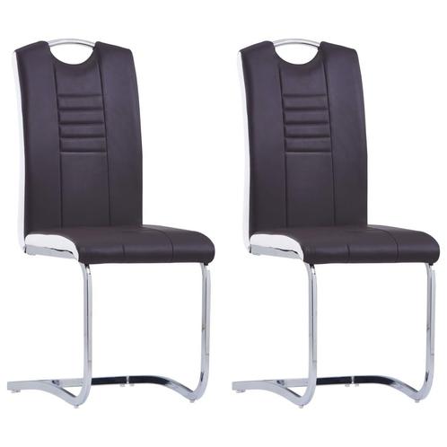 vidaXL Eetkamerstoelen 2 st kunstleer bruin, Huis en Inrichting, Stoelen, Nieuw, Verzenden