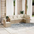 vidaXL 6-delige Loungeset met kussens poly rattan beige, Tuin en Terras, Verzenden, Nieuw, Loungeset