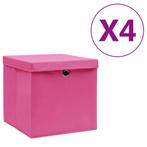vidaXL Opbergboxen met deksel 4 st 28x28x28 cm roze, Verzenden