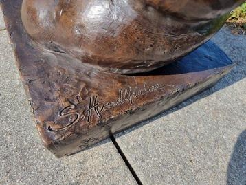 Beeld, XL Bronze Lady on Moon - 126 cm - Brons, Antiek en Kunst