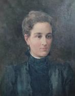 Spaanse school (XIX) - Retrato femenino con escudo, Antiek en Kunst