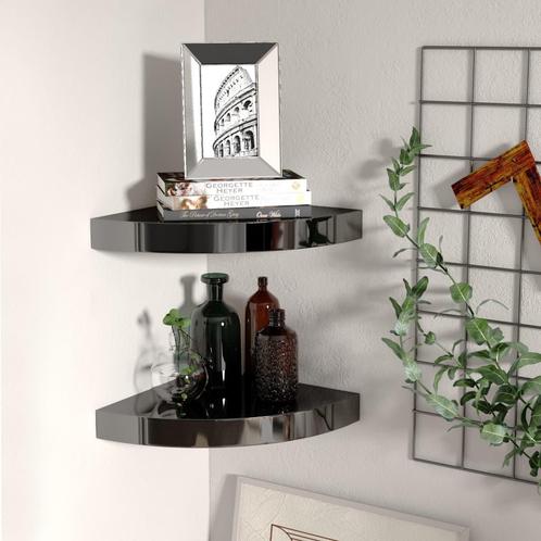 vidaXL Hoekschappen zwevend 2 st 25x25x3,8 cm MDF hoogglans, Huis en Inrichting, Kasten | Wandmeubels, Nieuw, Verzenden