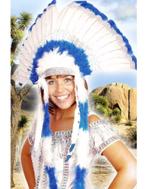Luxe Indianen hoofdtooi blauw, Hobby en Vrije tijd, Ophalen of Verzenden, Nieuw