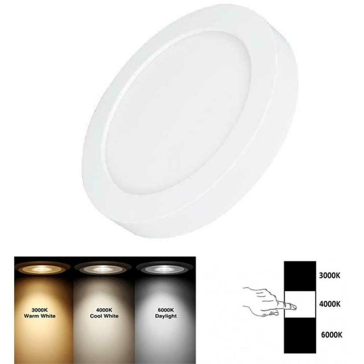 LED opbouw downlight rond 6W Ø122mm CCT 3 lichtkleuren, Huis en Inrichting, Lampen | Plafondlampen, Nieuw, Overige materialen