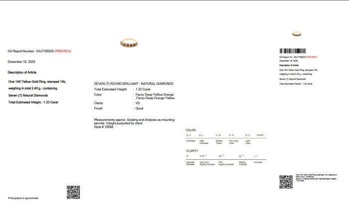 Zonder minimumprijs - Ring - 14 karaat Geel goud - 1.33ct., Bijoux, Sacs & Beauté, Bagues
