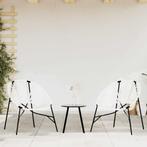 vidaXL Tuinstoelenset 3-delig poly rattan zwart en wit, Tuin en Terras, Verzenden, Nieuw