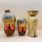Charmante set van 3 vintage Japanse Kokeshi-beeldjes –