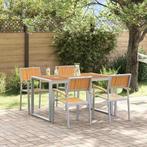 vidaXL Tuin Eettafel Set 5 pcs Grijs Massief Acacia Hout, Tuin en Terras, Tuintafels, Verzenden, Nieuw