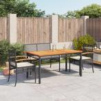 vidaXL 4-delige Tuinset met kussens poly rattan zwart, Verzenden, Nieuw, Tuinset
